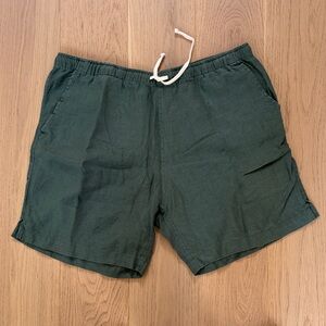 Alex Mill Green Drawstring Linen Shorts